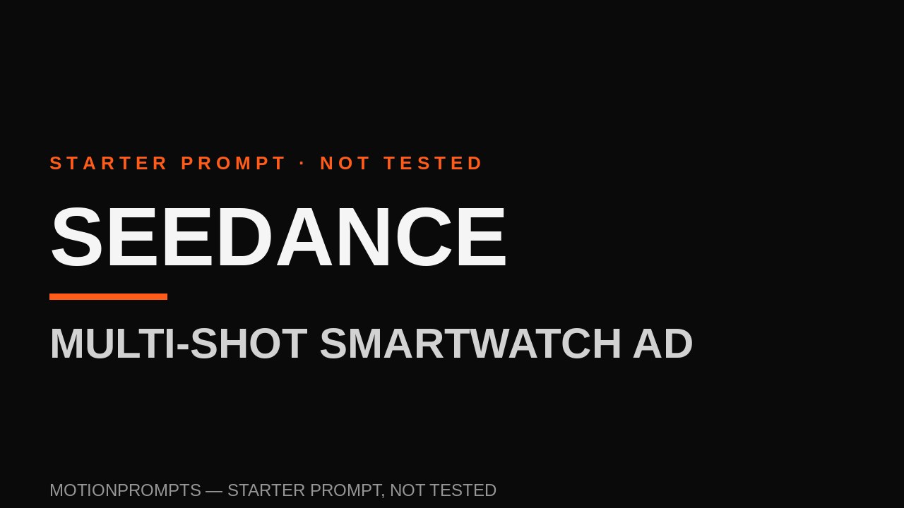 Seedance Prompt — Multi-Shot Smartwatch Ad (Starter)